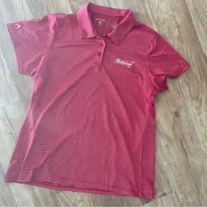 Antigua Budweiser Women’s Large Golf Polo Red Stripe